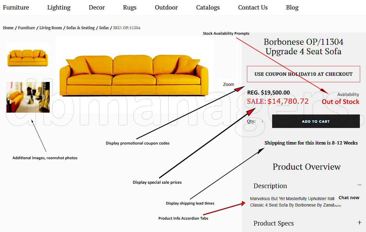 furniture ecommerce website product